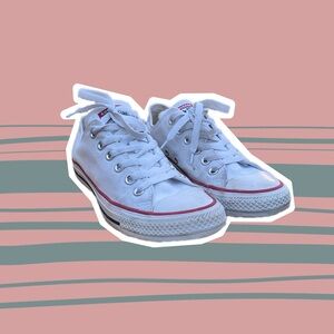 Converse White Sneakers with Red Accents